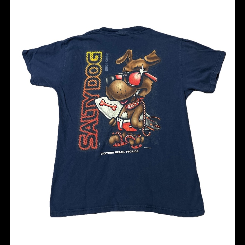 Vintage 2002 salty dog surf graphic tee faded